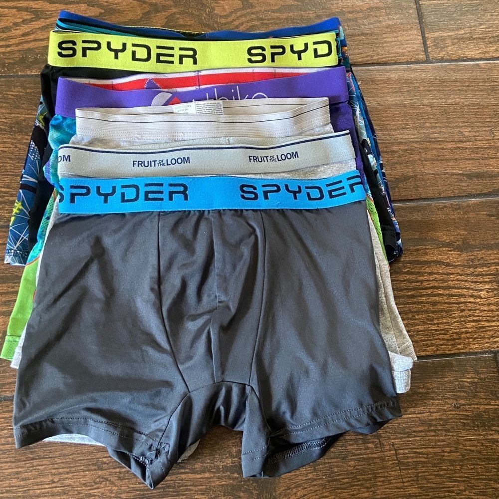 Spyder Black and Blue Boxer Briefs Set 9 Pieces USAD Good Condition Size 10-12 L